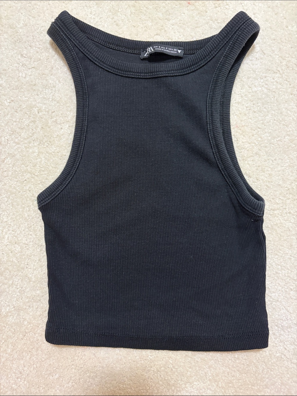 Zara Black Ribbed Tank Top
